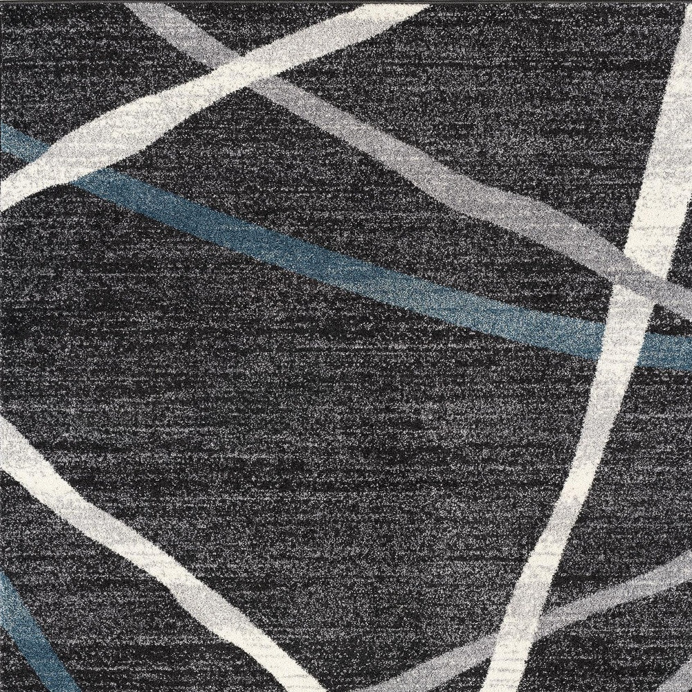 7’ X 9’ Distressed Black And Gray Abstract Area Rug