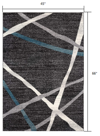 4’ X 6’ Distressed Black And Gray Abstract Area Rug