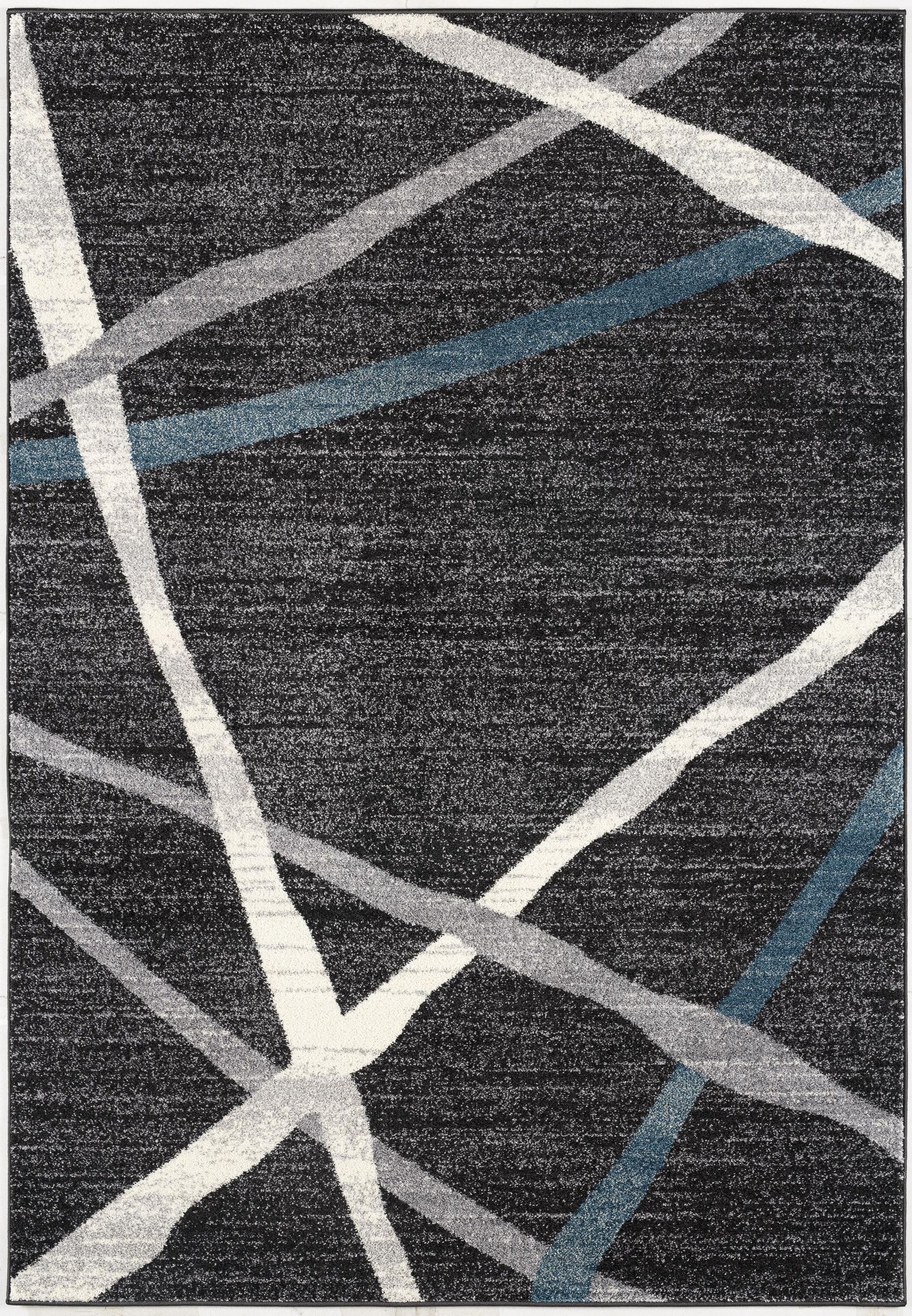 7’ X 9’ Distressed Black And Gray Abstract Area Rug