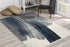 5’ X 8’ White And Blue Abstract Strokes Area Rug