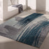 5’ X 8’ White And Blue Abstract Strokes Area Rug