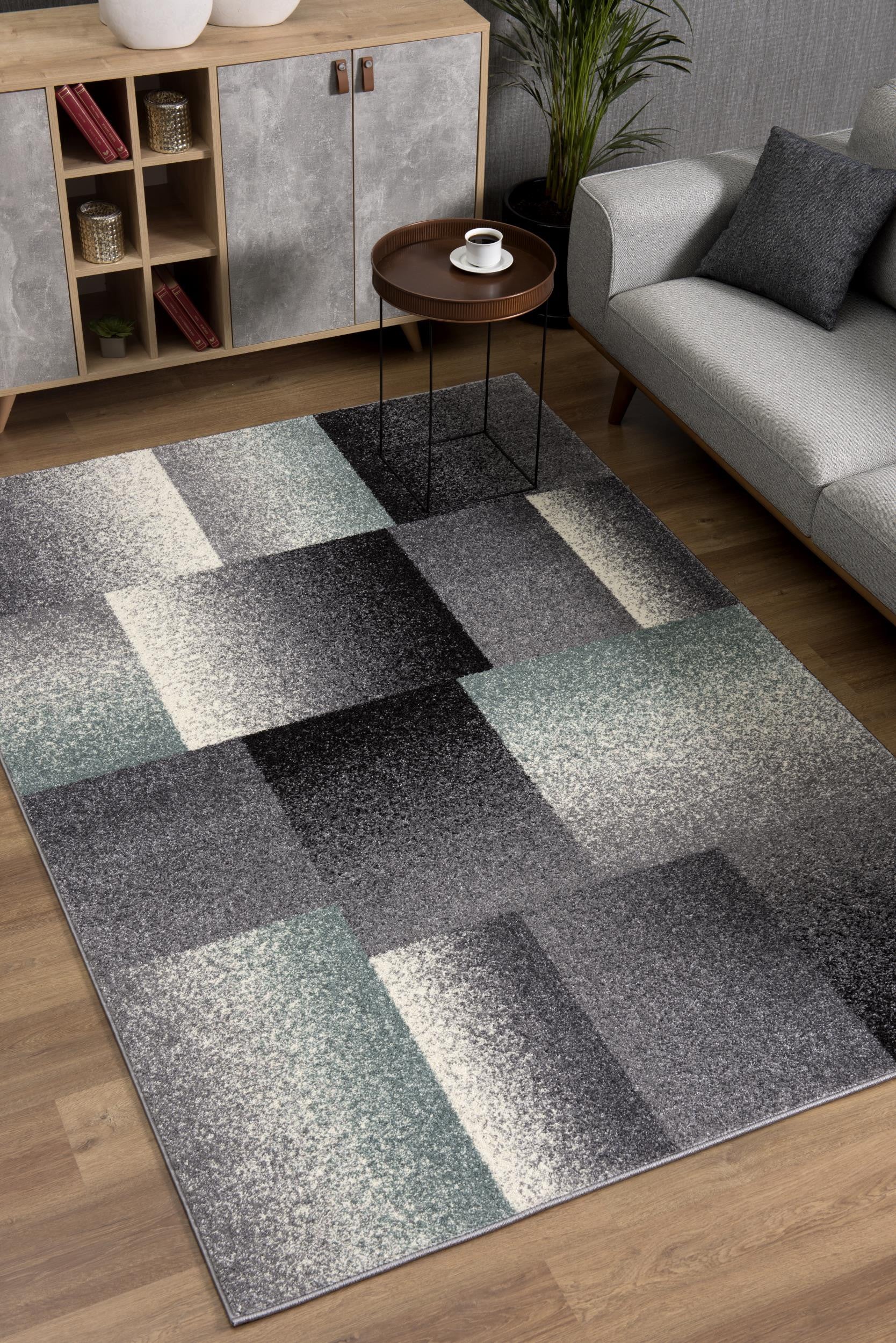 4' X 6’ Gray Modern Geometric Area Rug