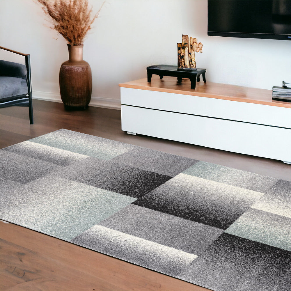 5' X 8’ Gray Modern Geometric Area Rug