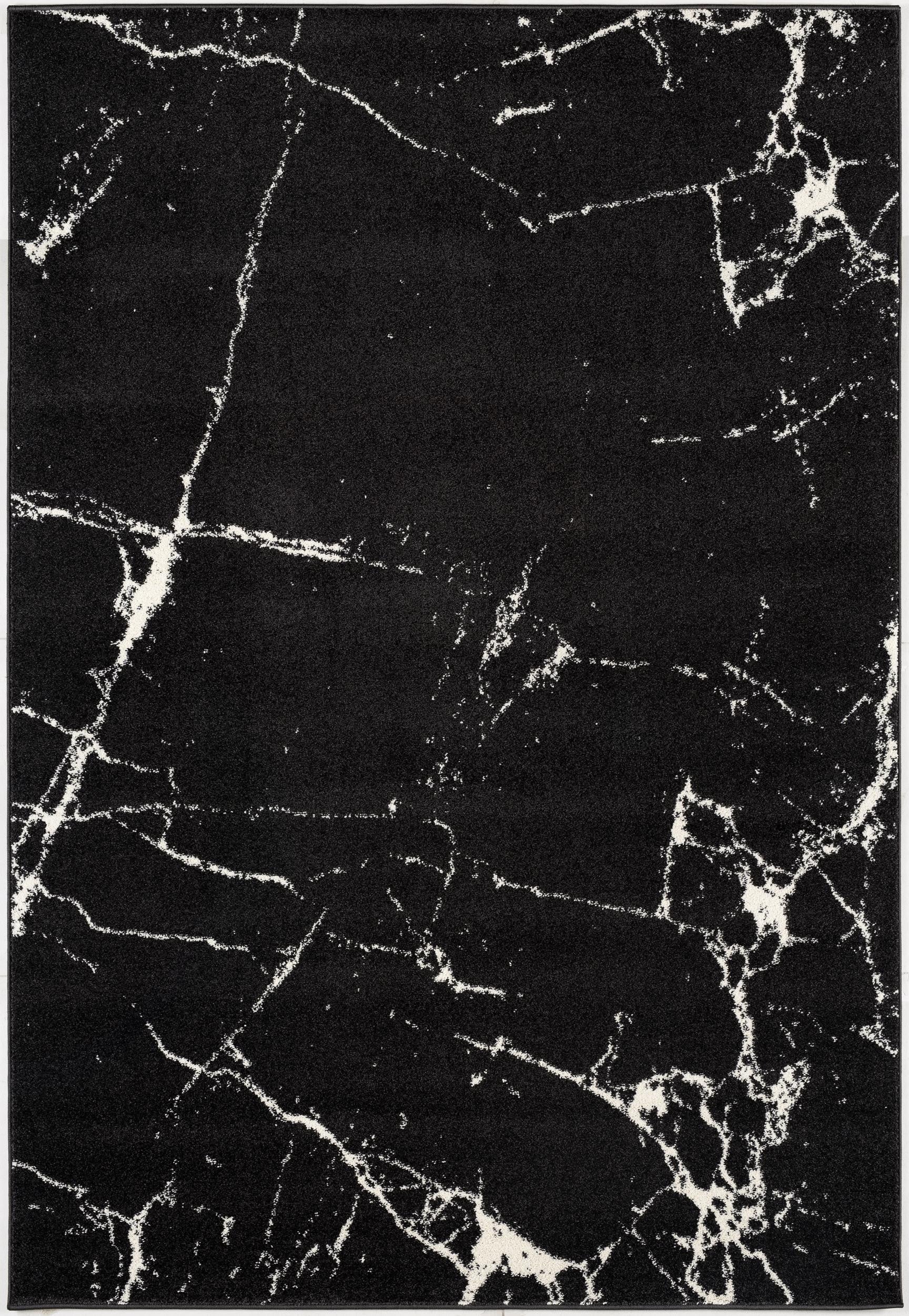 4’ X 6’ Black And White Abstract Breakage Area Rug