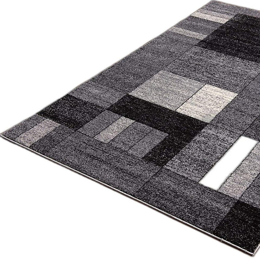 5’ X 8’ Gray Distressed Geometric Area Rug