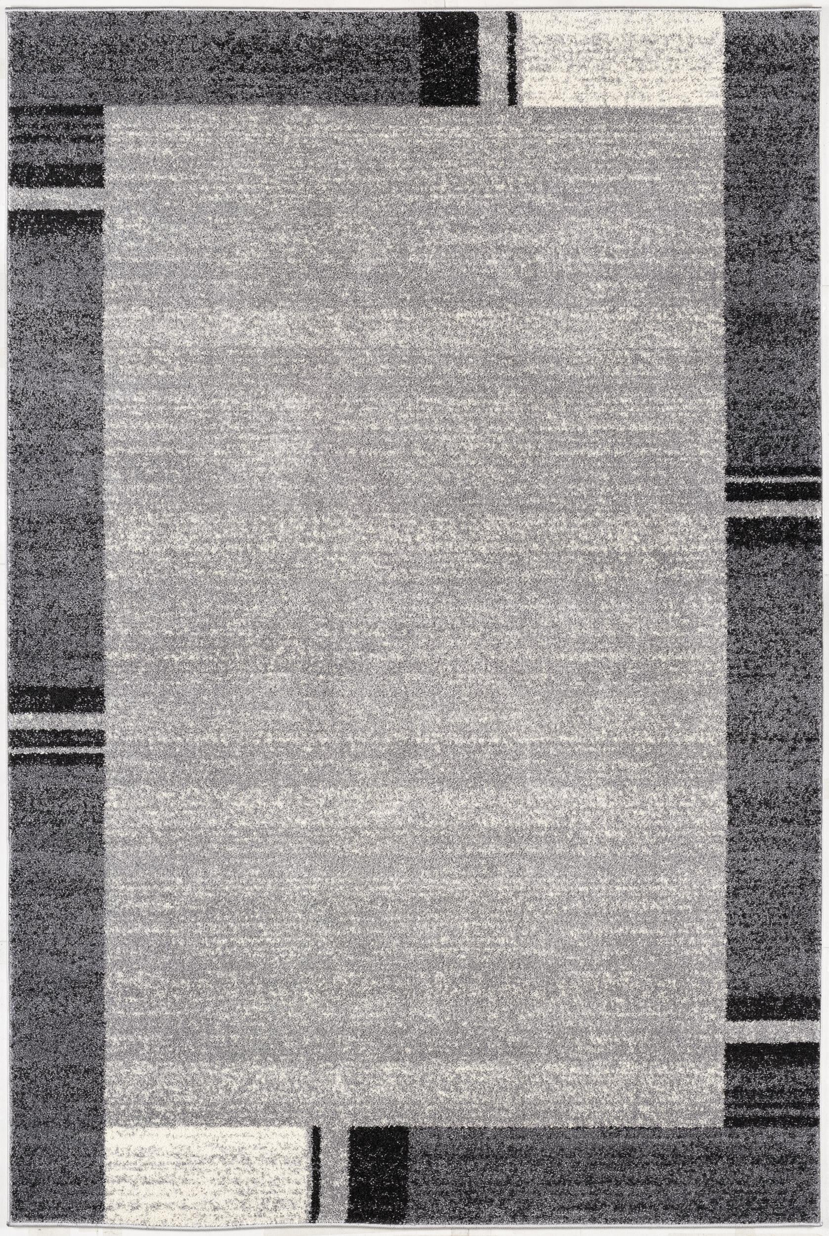 4’ X 6’ Gray Modern Bordered Area Rug