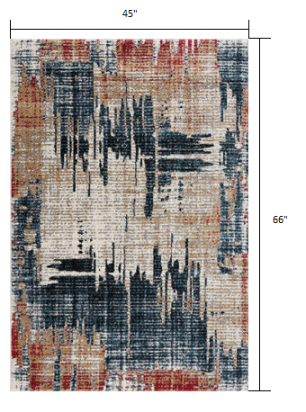 4' X 6' Blue And Ivory Abstract Area Rug