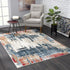 8' X 11' Blue And Ivory Abstract Area Rug