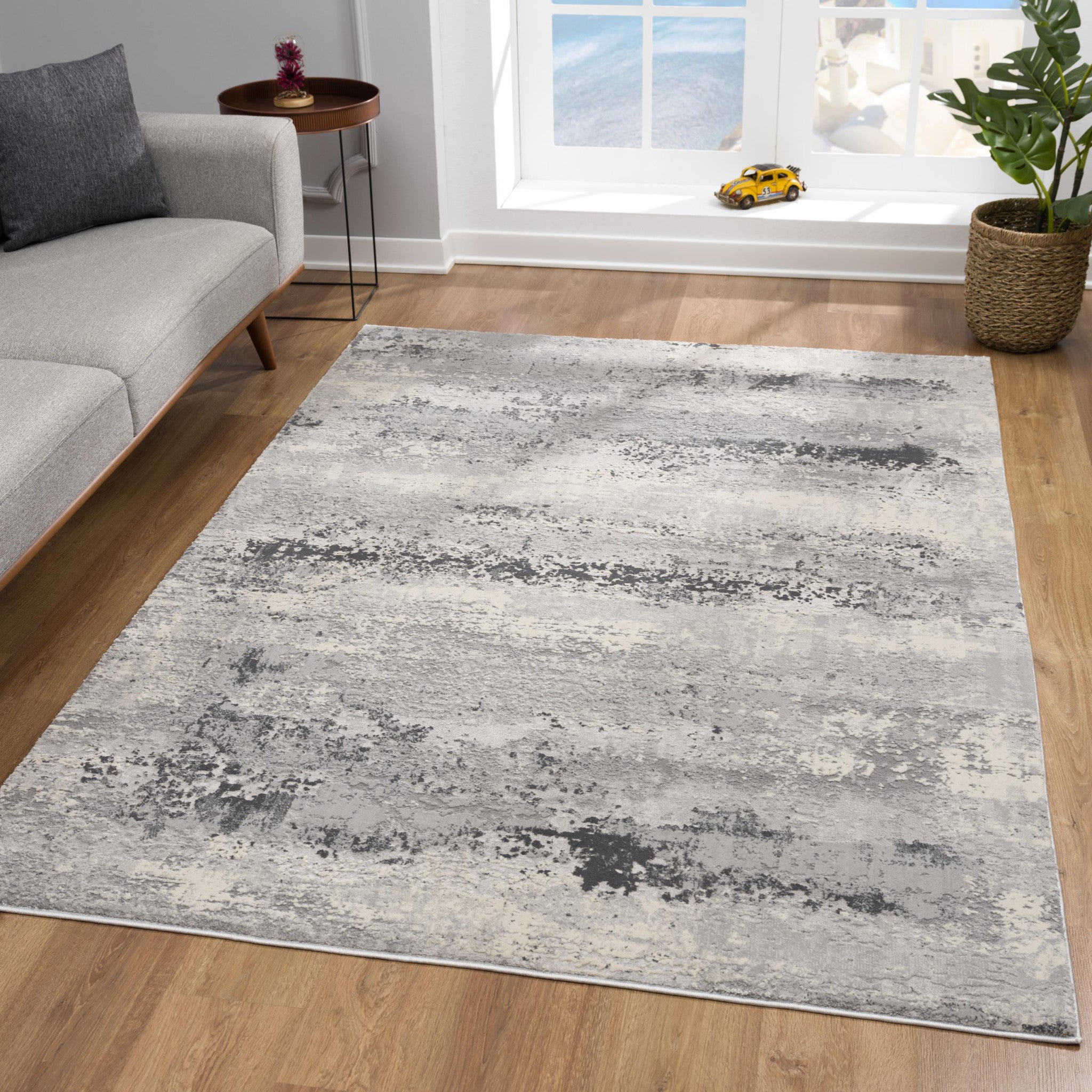 4’ X 6’ Gray Modern Abstract Area Rug