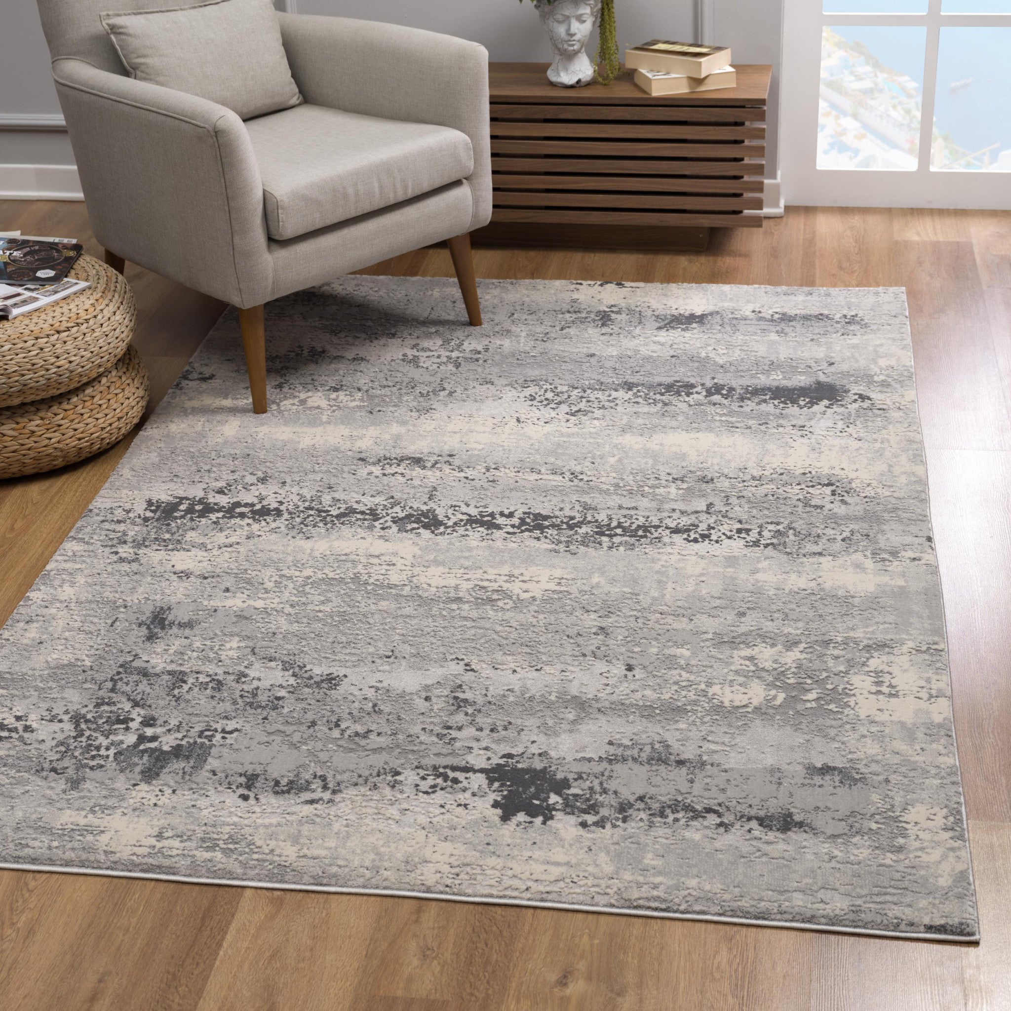 4’ X 6’ Gray Modern Abstract Area Rug