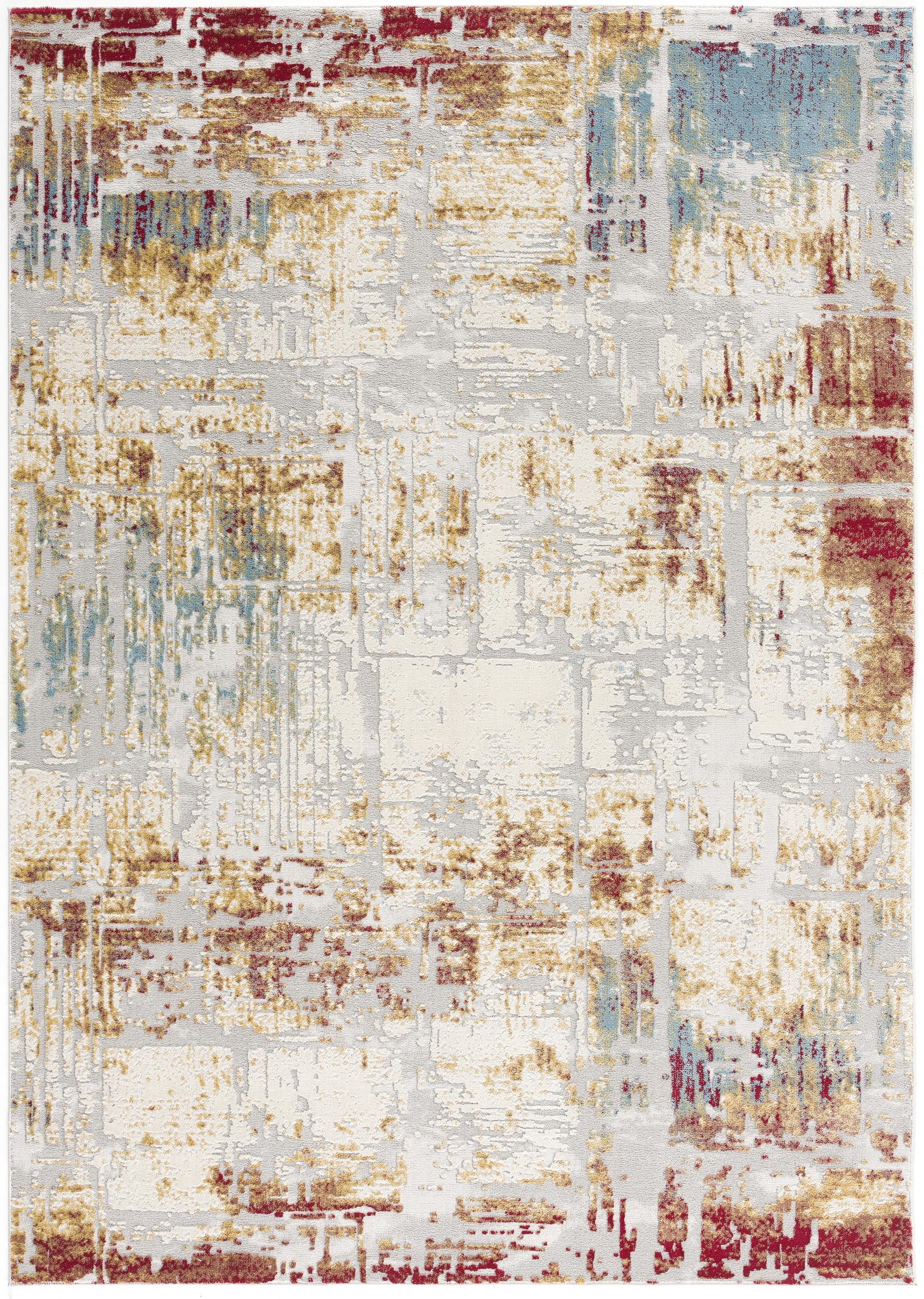 4’ X 6’ Abstract Beige And Gold Modern Area Rug