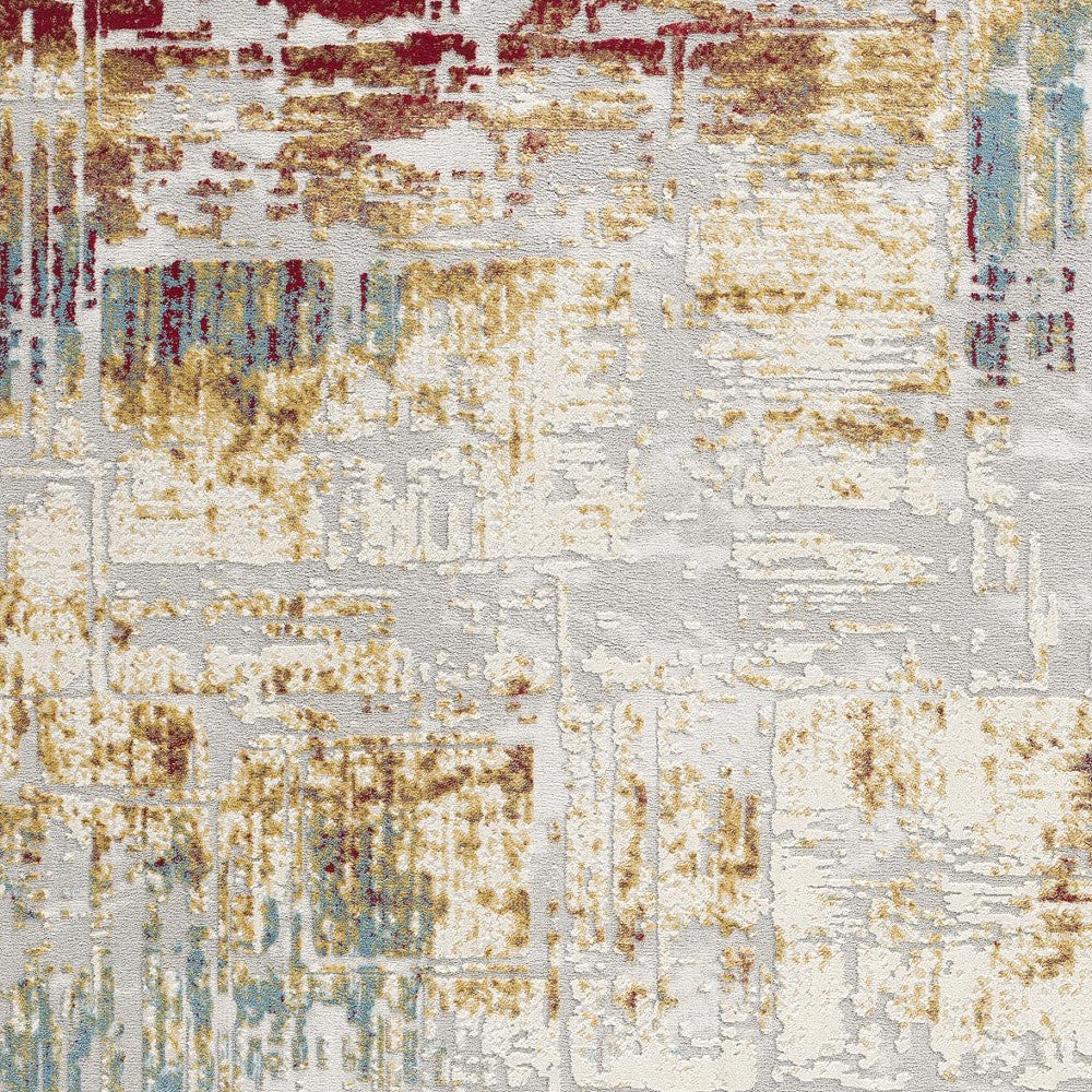 4’ X 6’ Abstract Beige And Gold Modern Area Rug