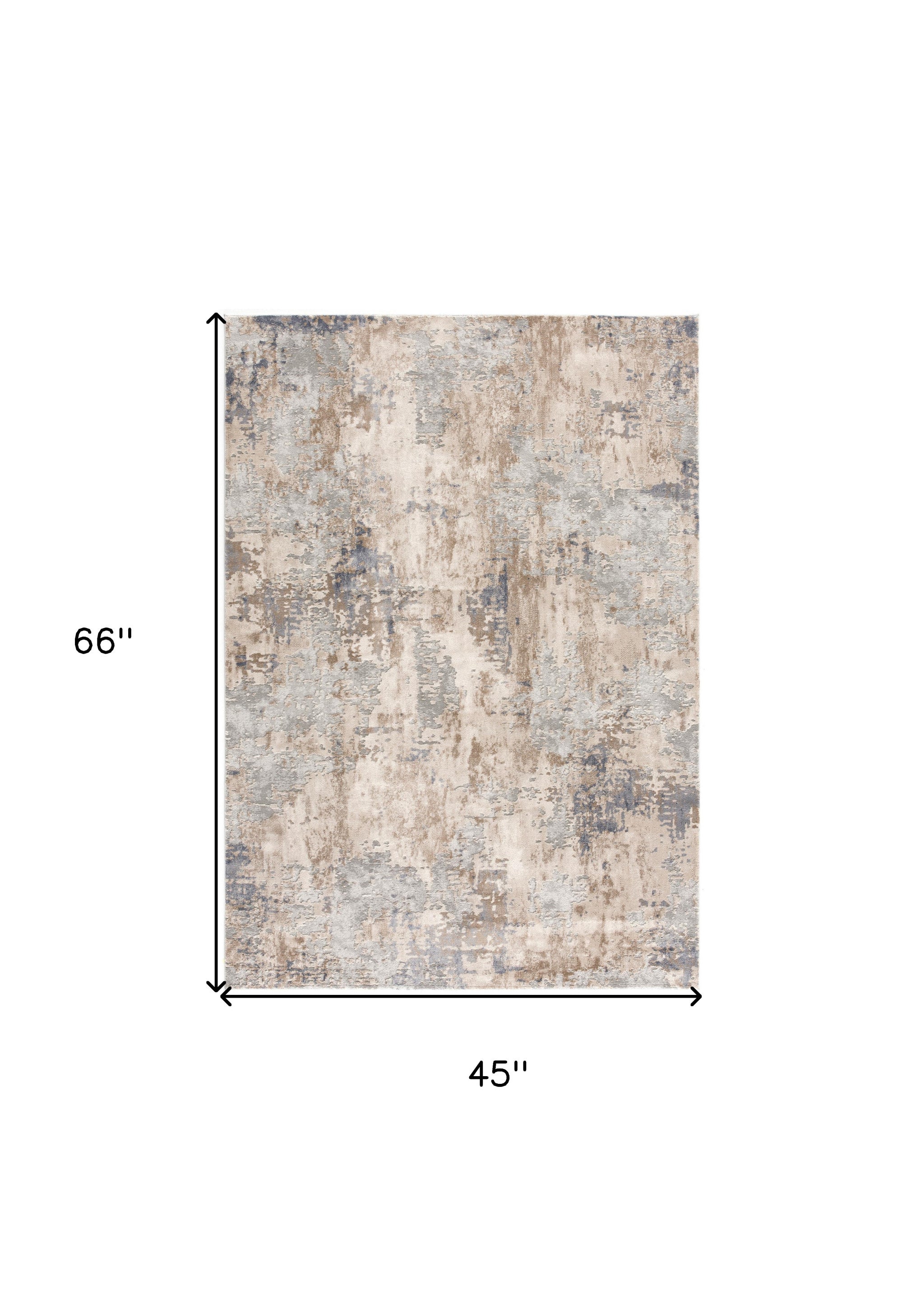 4’ X 6’ Beige And Ivory Abstract Area Rug