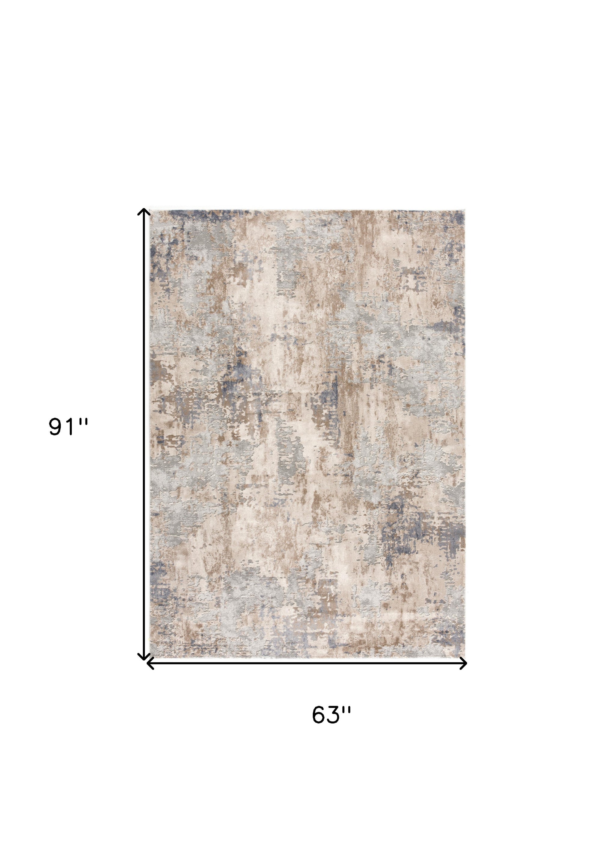 3' X 5' Beige Abstract Dhurrie Area Rug