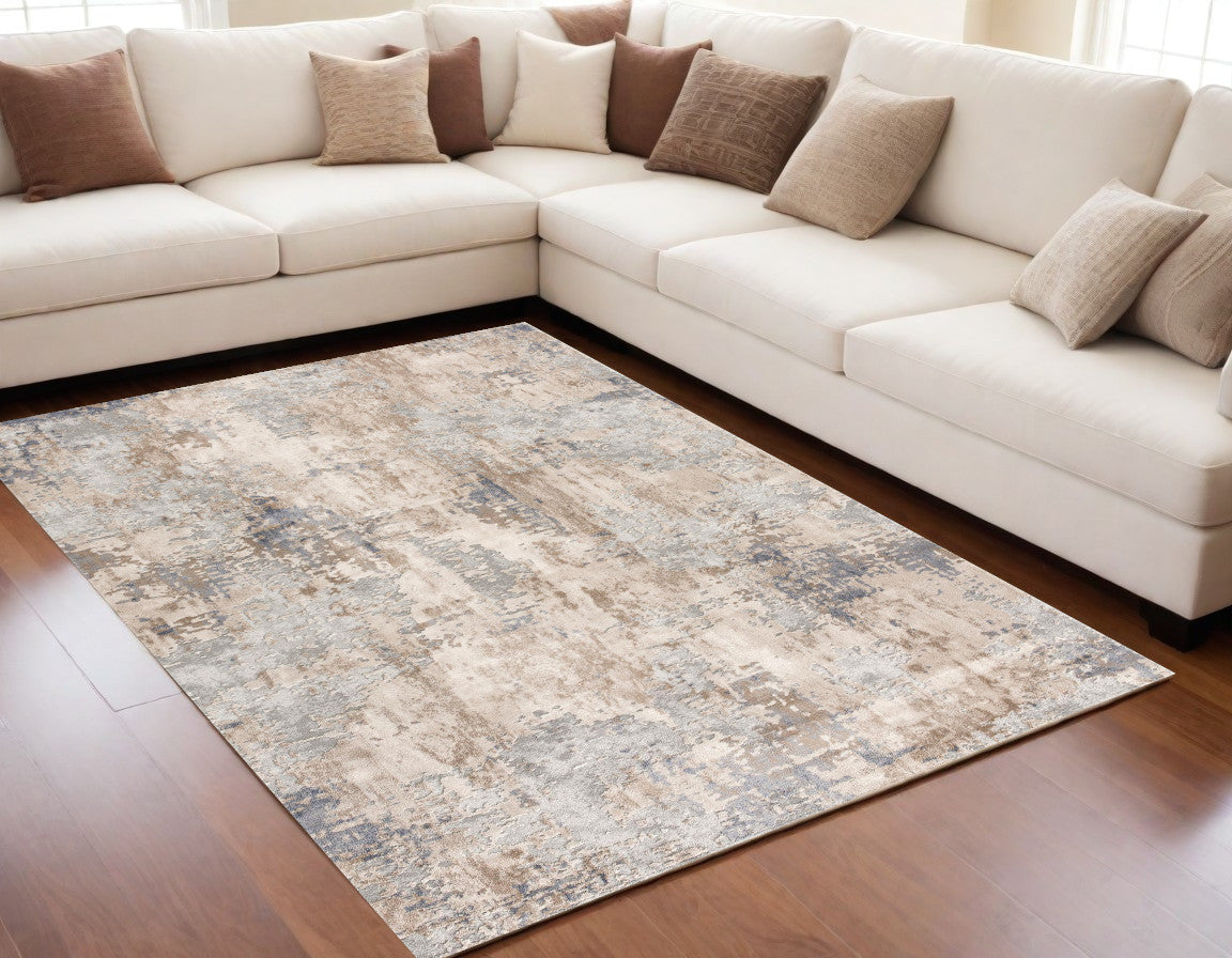 4’ X 6’ Beige And Ivory Abstract Area Rug