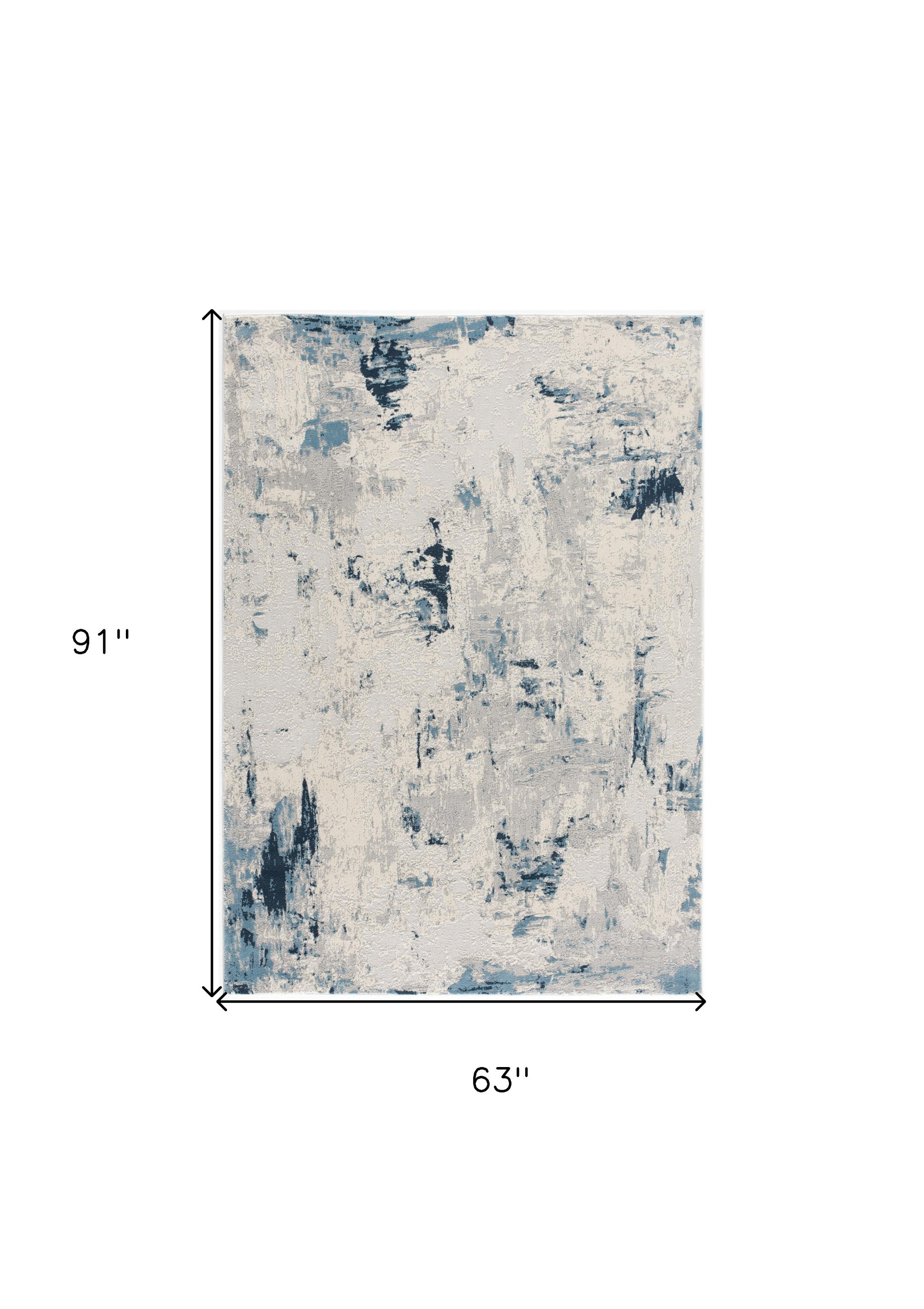 3’ X 5’ Blue And Ivory Abstract Strokes Area Rug