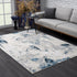 7’ X 10’ Blue And Ivory Abstract Strokes Area Rug