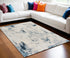 7’ X 10’ Blue And Ivory Abstract Strokes Area Rug