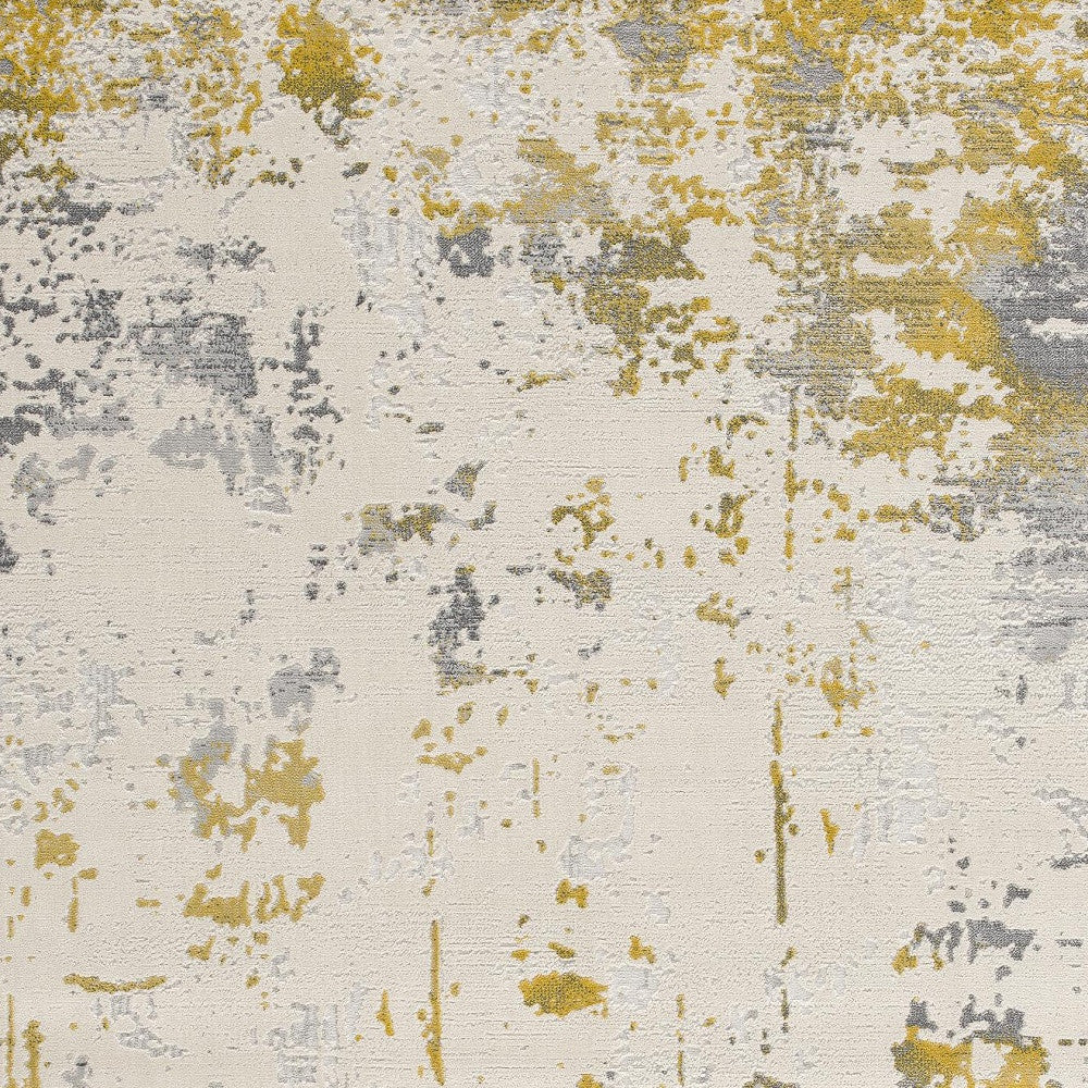 3' X 5' Gold Abstract Dhurrie Area Rug