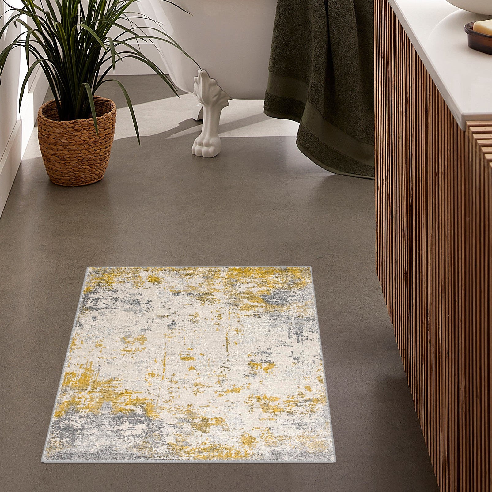 3' X 5' Gold Abstract Dhurrie Area Rug