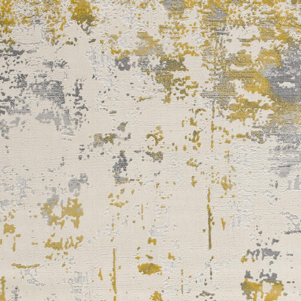 3' X 5' Gold Abstract Dhurrie Area Rug