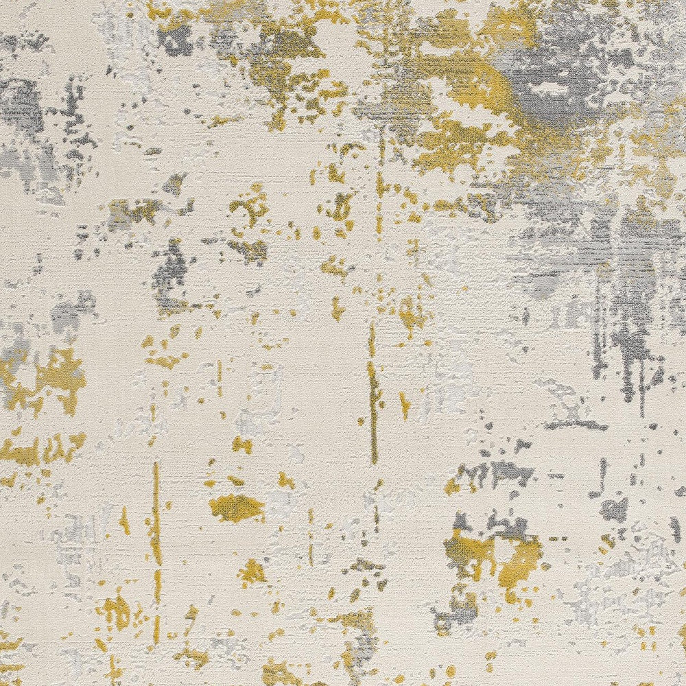 3' X 5' Gold Abstract Dhurrie Area Rug