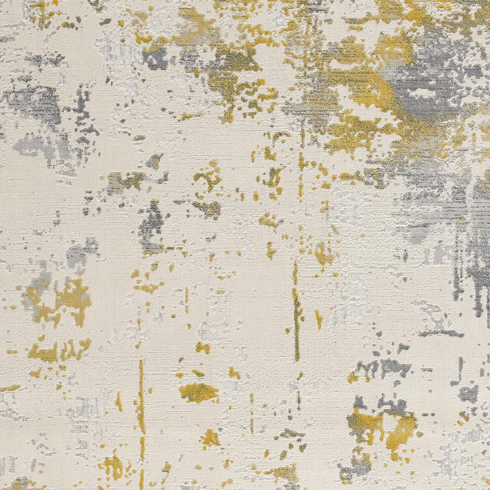 3' X 5' Gold Abstract Dhurrie Area Rug