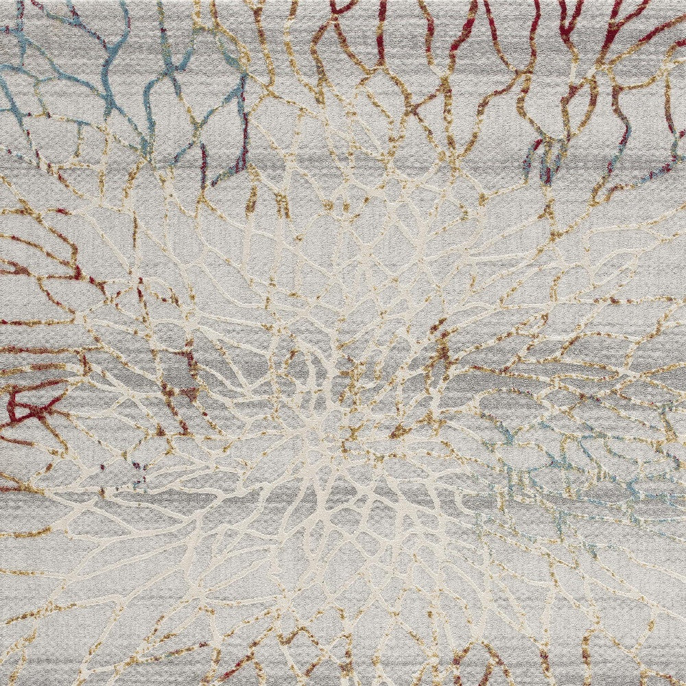 3’ X 5’ Gold And Ivory Abstract Branches Area Rug