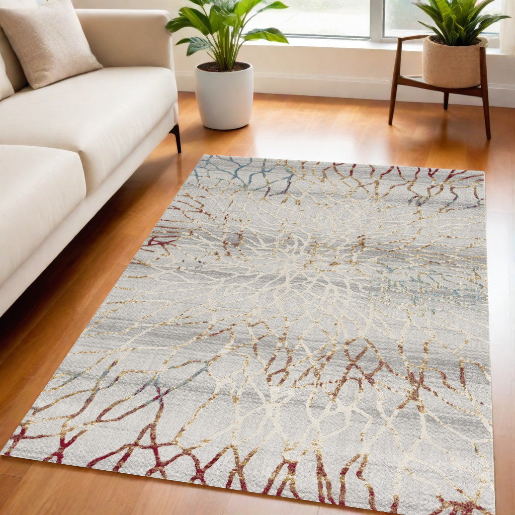 3’ X 5’ Gold And Ivory Abstract Branches Area Rug