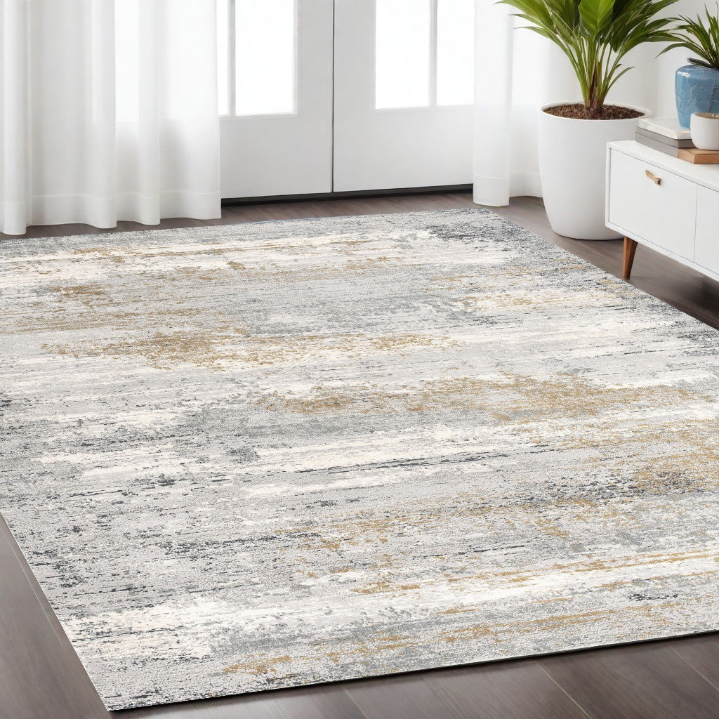 5’ X 8’ Gray Mod Distressed Strokes Area Rug