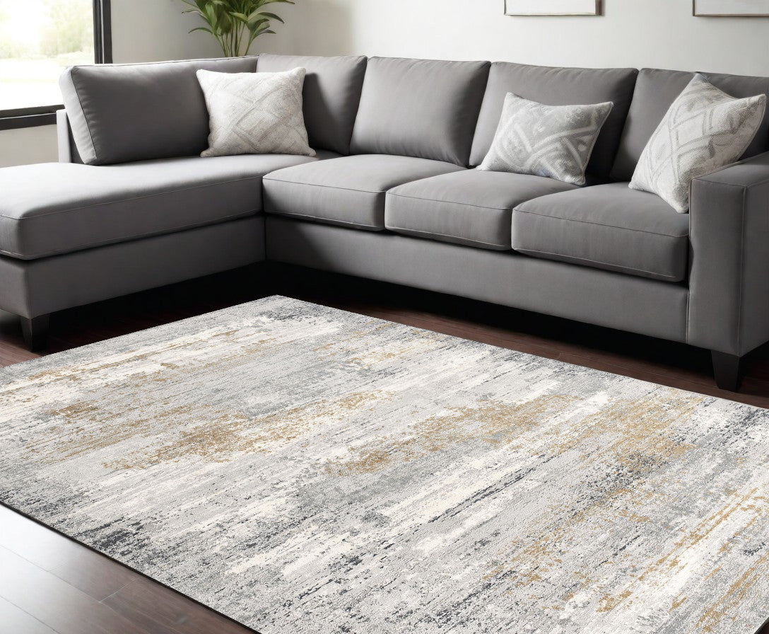 5’ X 8’ Gray Mod Distressed Strokes Area Rug