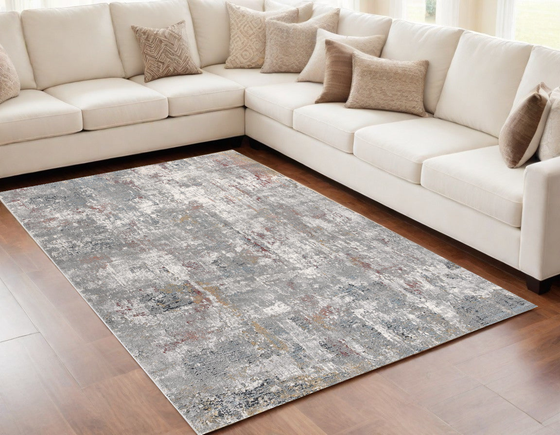 4’ X 6’ Gray And Ivory Abstract Area Rug