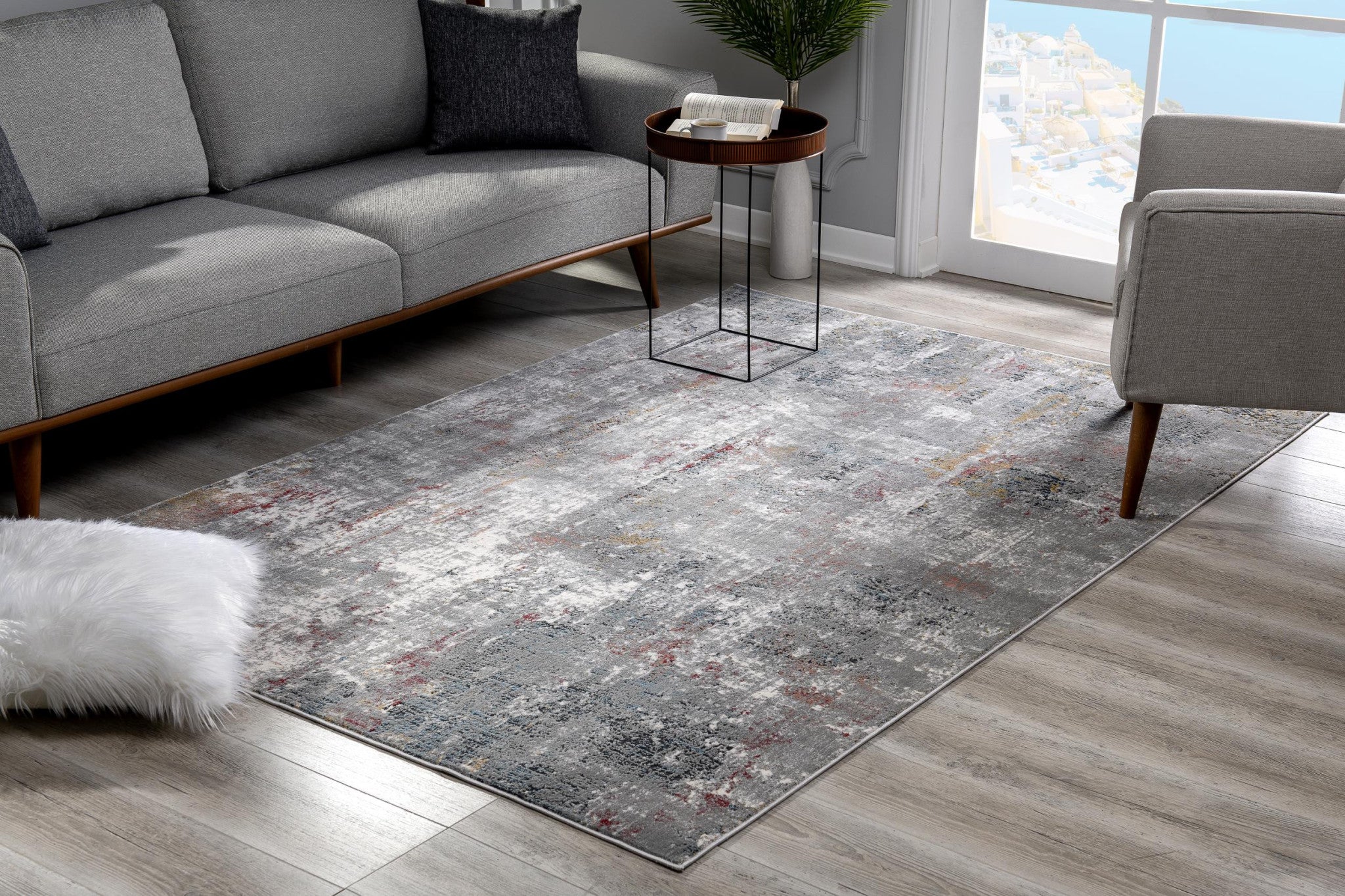 4’ X 6’ Gray And Ivory Abstract Area Rug