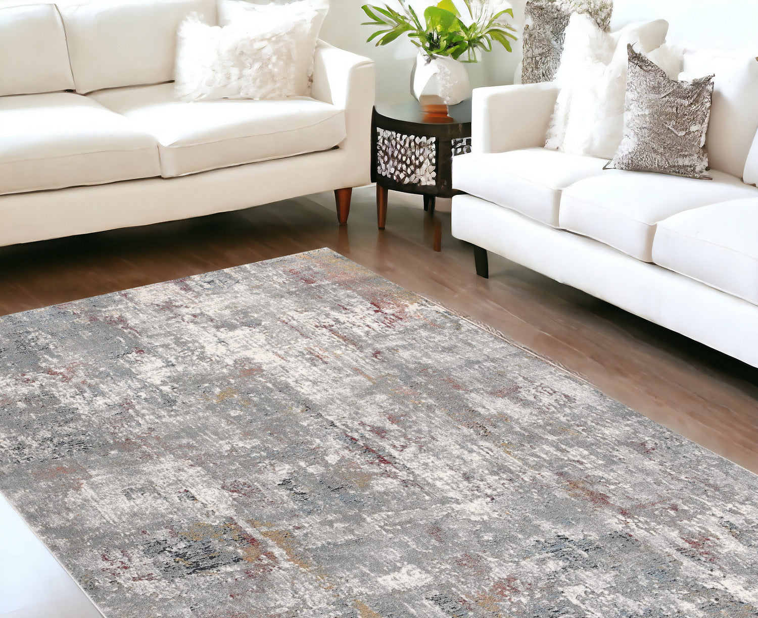 4’ X 6’ Gray And Ivory Abstract Area Rug