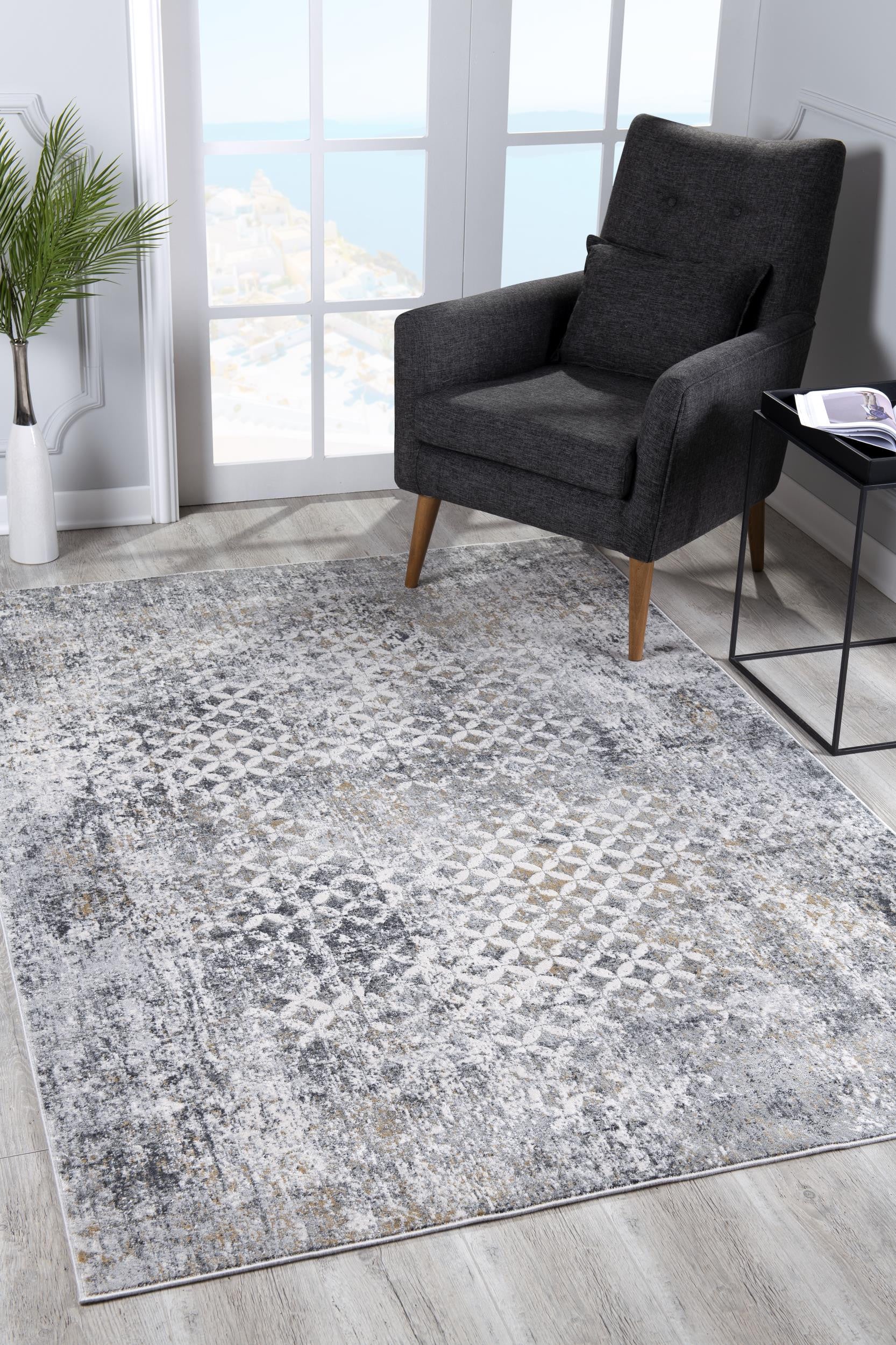 5' X 7' Gray Abstract Dhurrie Area Rug