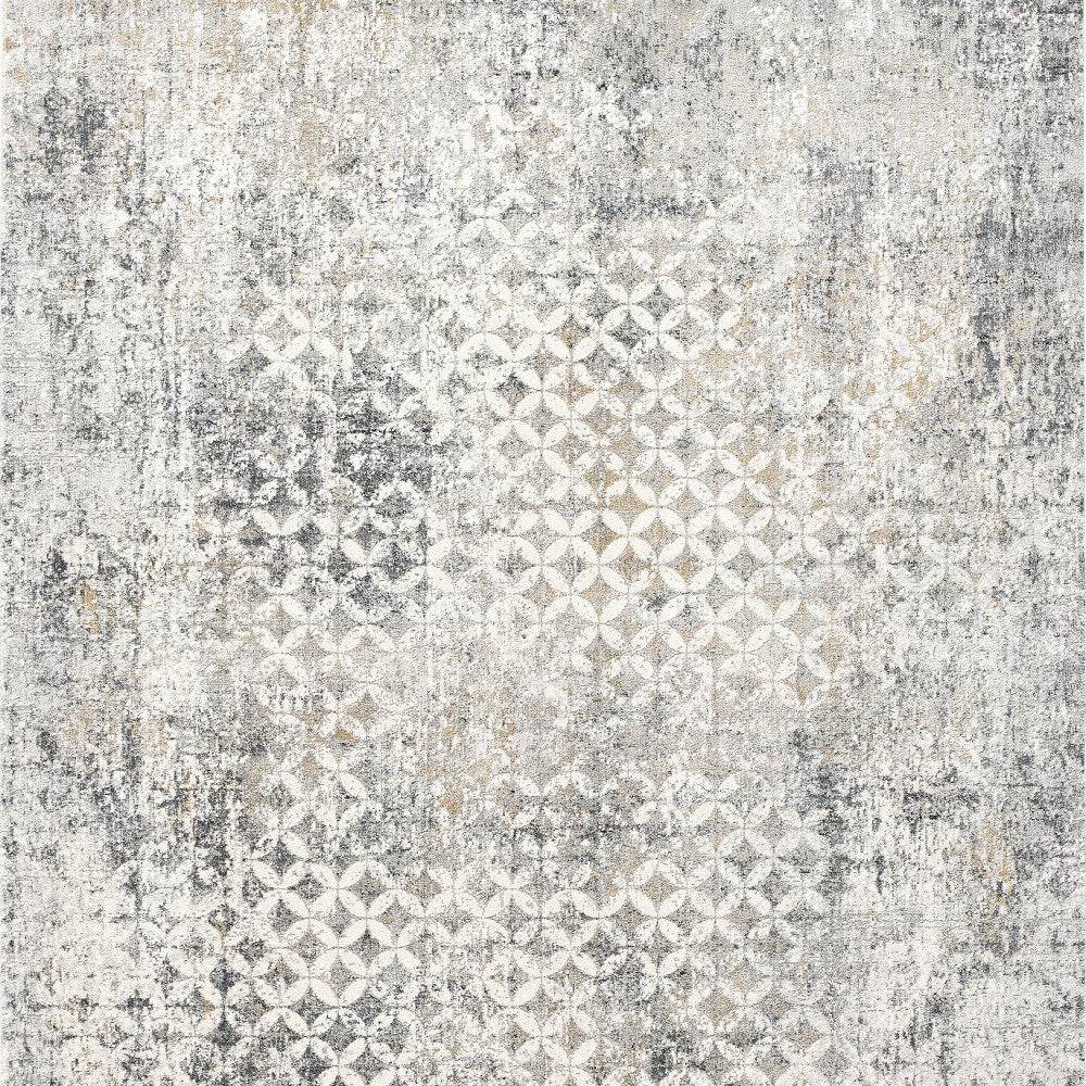 5' X 7' Gray Abstract Dhurrie Area Rug