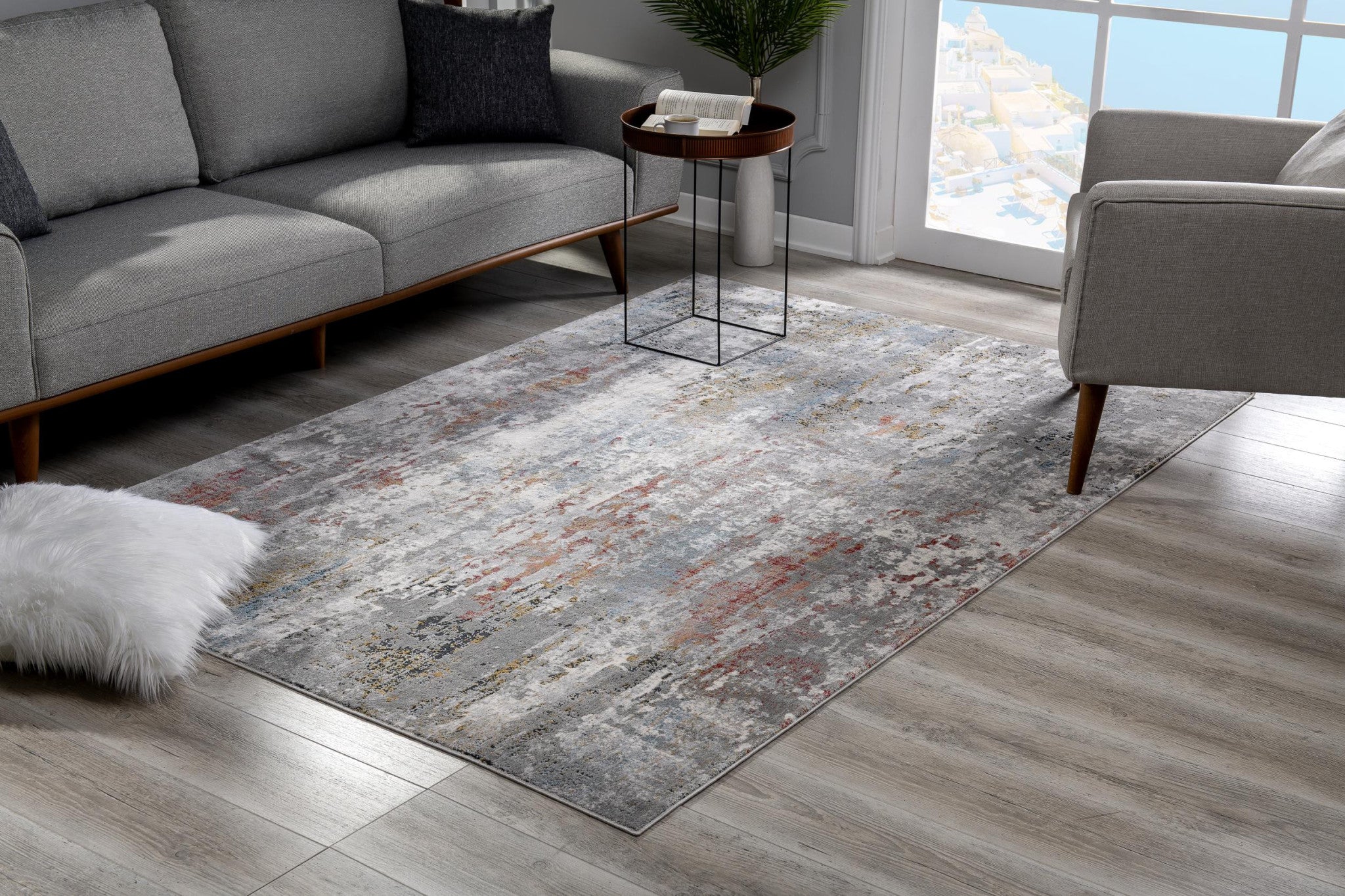 7’ X 10’ Gray Abstract Pattern Area Rug