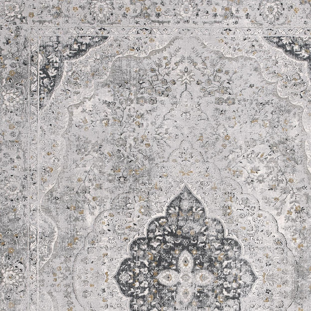 4' X 6' Grey Oriental Area Rug