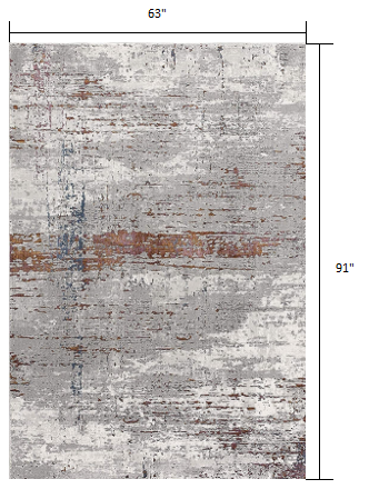 4’ X 6’ Gray And Brown Abstract Scraped Area Rug