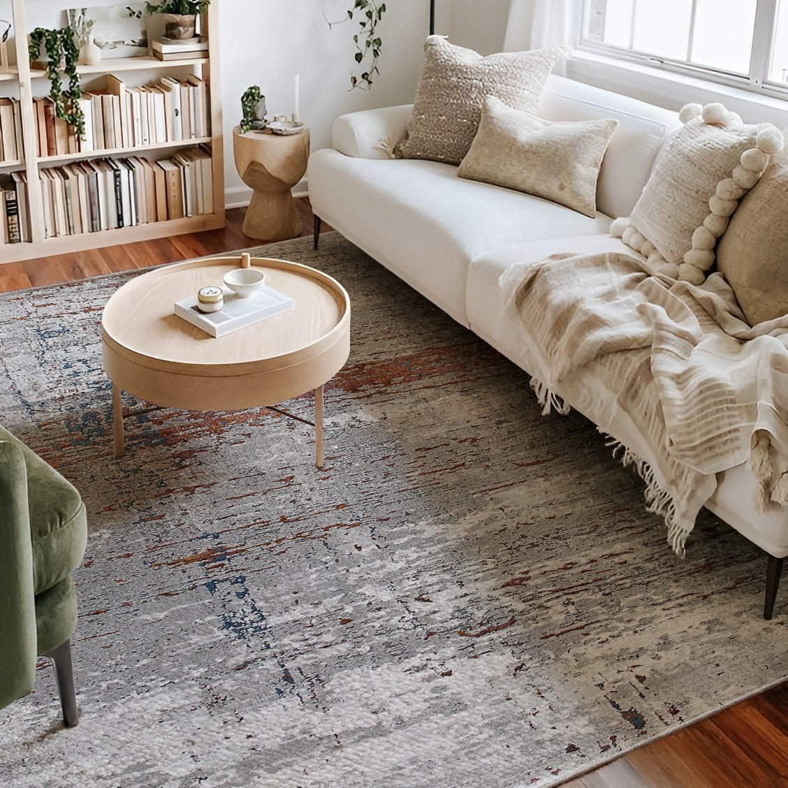 4’ X 6’ Gray And Brown Abstract Scraped Area Rug