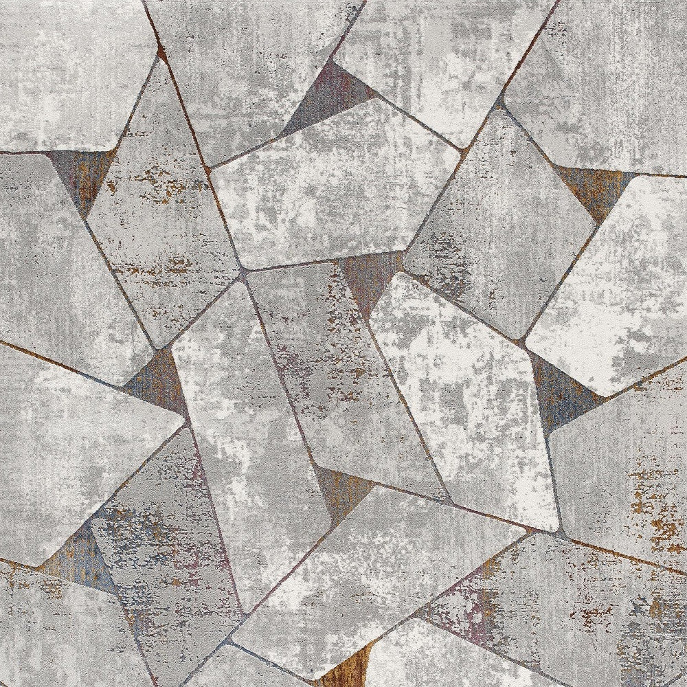 5' X 8' Grey Geometric Area Rug