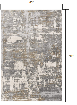 7’ X 10’ Beige And Gray Distressed Area Rug