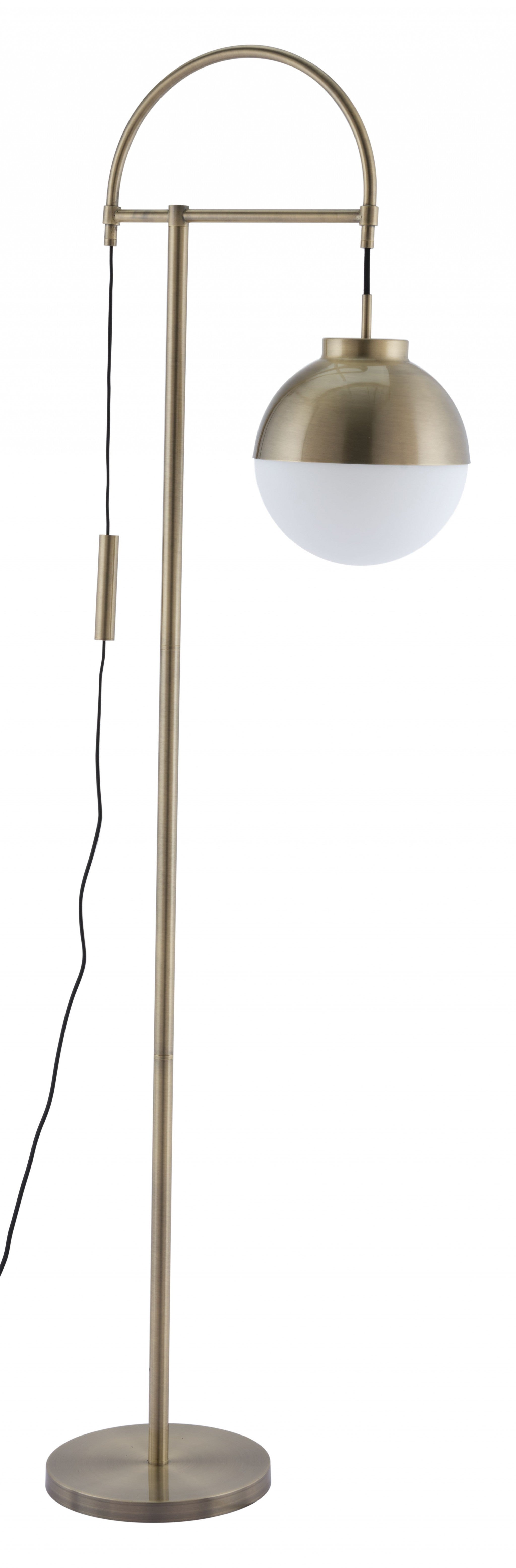 White and Brushed Bronze Crossed Floor Lamp