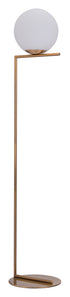 61" Brass Floor Lamp With White Glass Globe Shade
