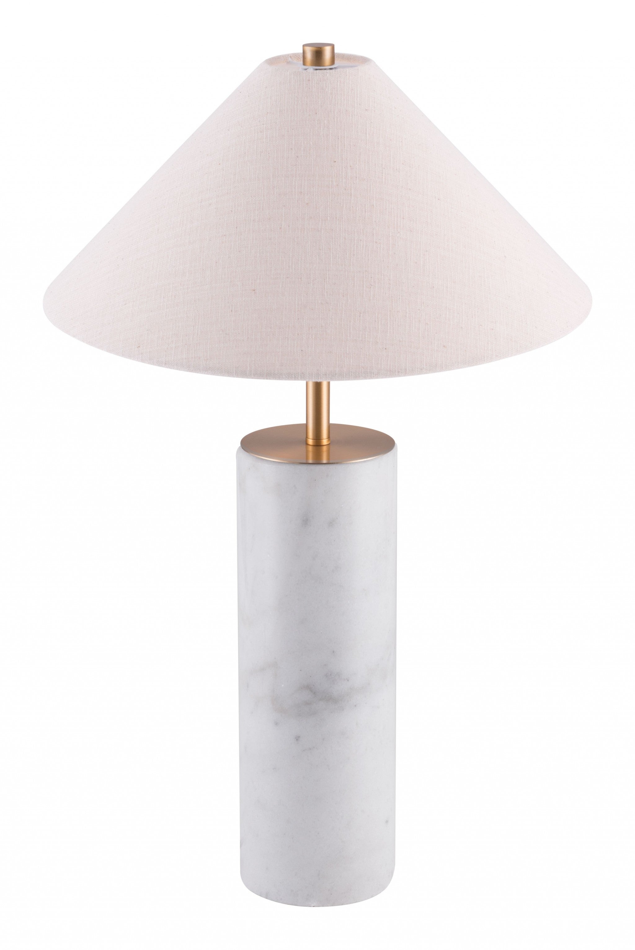 55" White Metal Bedside Table Lamp With Beige Empire Shade