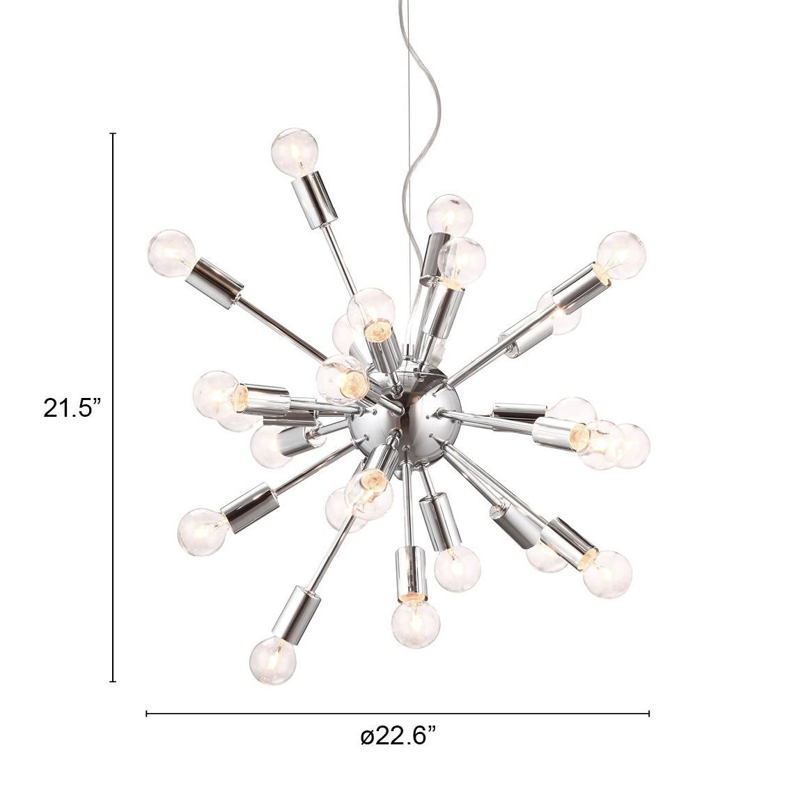 Silver Sputnik Multi Light Metal Dimmable Ceiling Light