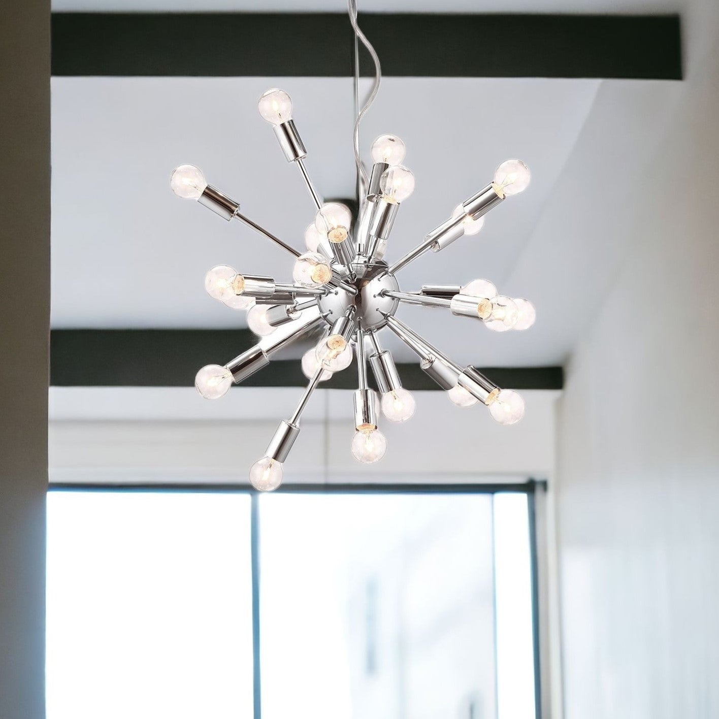 Silver Sputnik Multi Light Metal Dimmable Ceiling Light