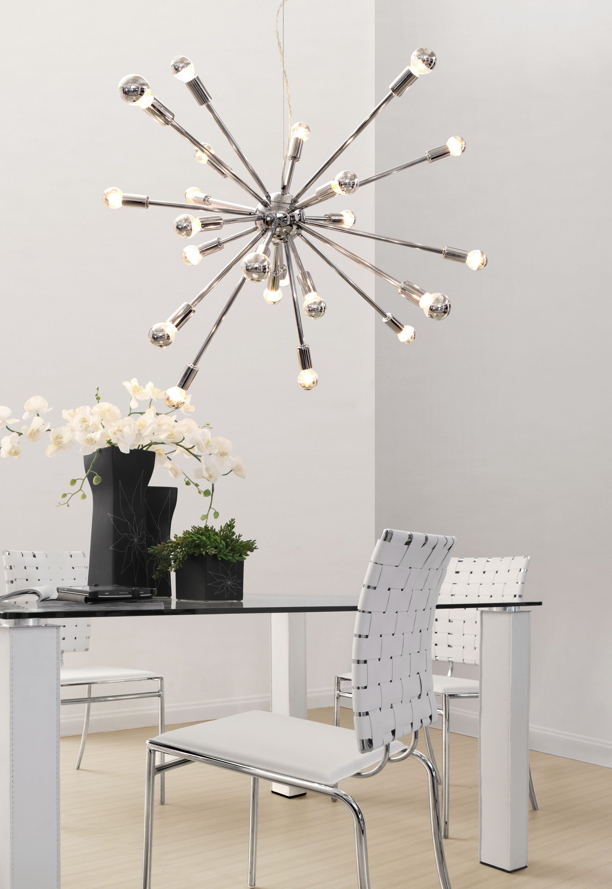 Silver Sputnik Multi Light Metal Dimmable Ceiling Light