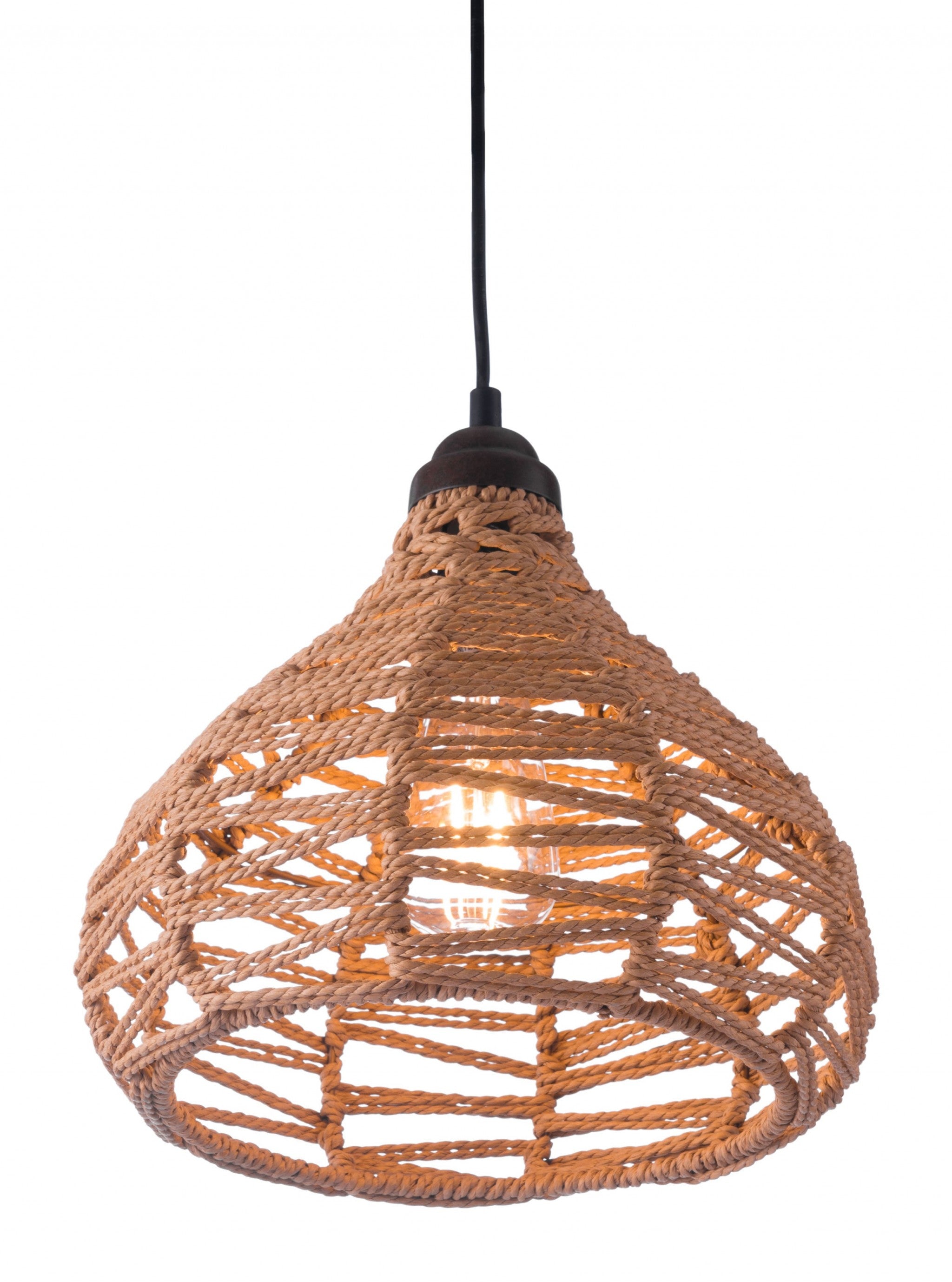 Natural Lantern Metal Dimmable Ceiling Light With Natural Shades