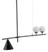 Black and White Kitchen Island Three Light Metal Ceiling Light With Black and White Shades